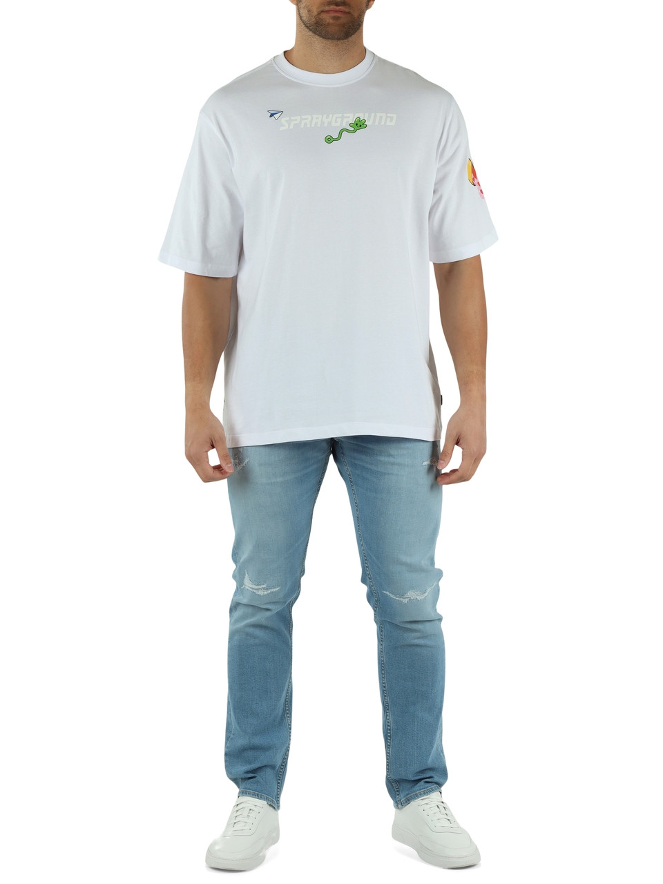 WEISS | Oversize T-Shirt aus Baumwolle WTF SKULL