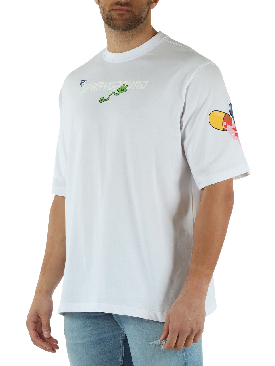 WEISS | Oversize T-Shirt aus Baumwolle WTF SKULL