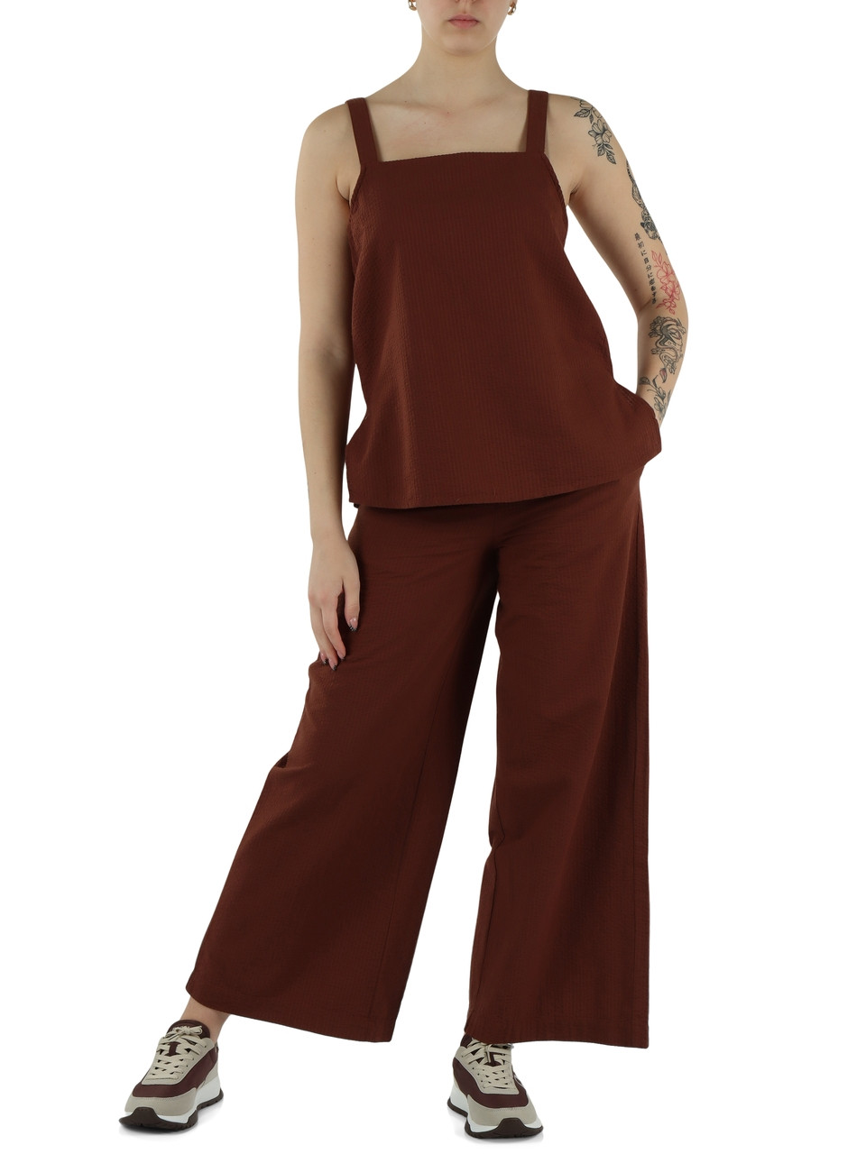 BRAUN | MOSS Hose aus Seersucker-Baumwolle