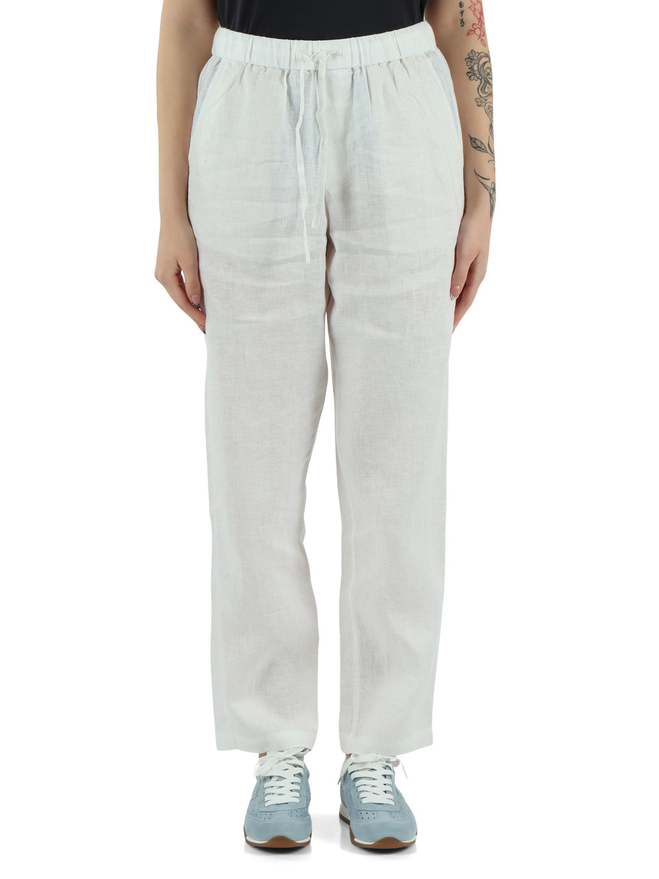 BIANCO | Pantaloni in lino con coulisse INDI