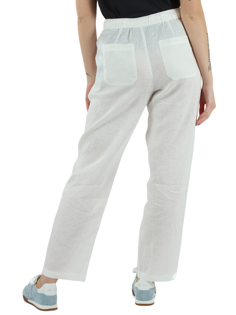 BIANCO | Pantaloni in lino con coulisse INDI