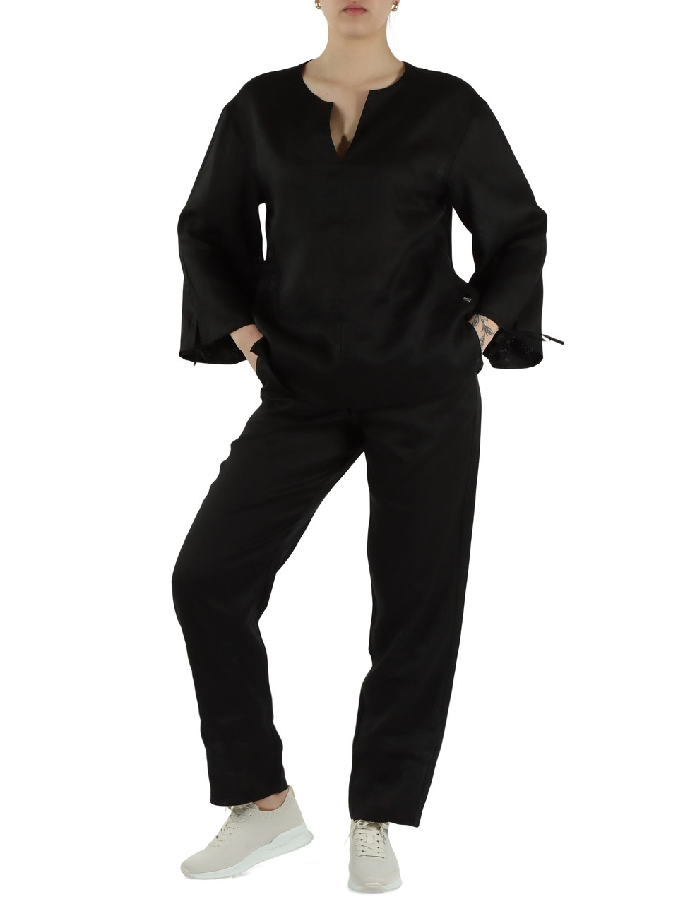 NERO | Pantaloni in lino con coulisse INDI