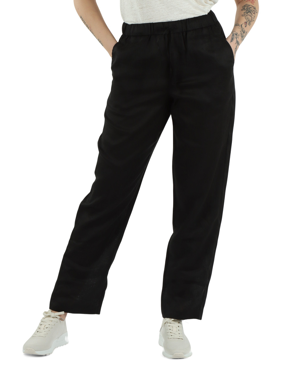 NERO | Pantaloni in lino con coulisse INDI