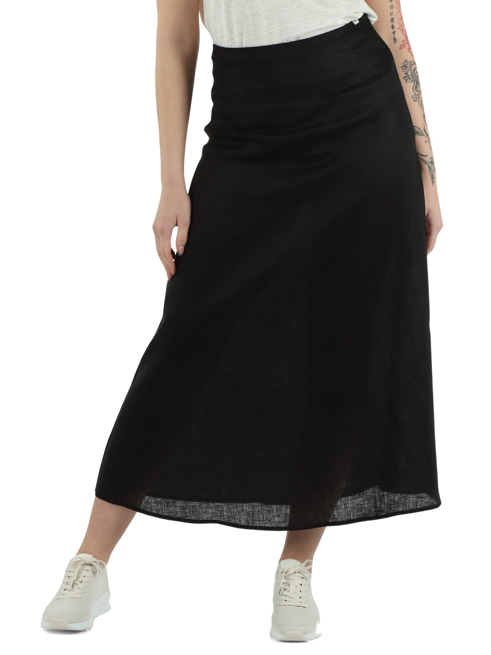 NERO | Gonna lunga svasata in lino BETH