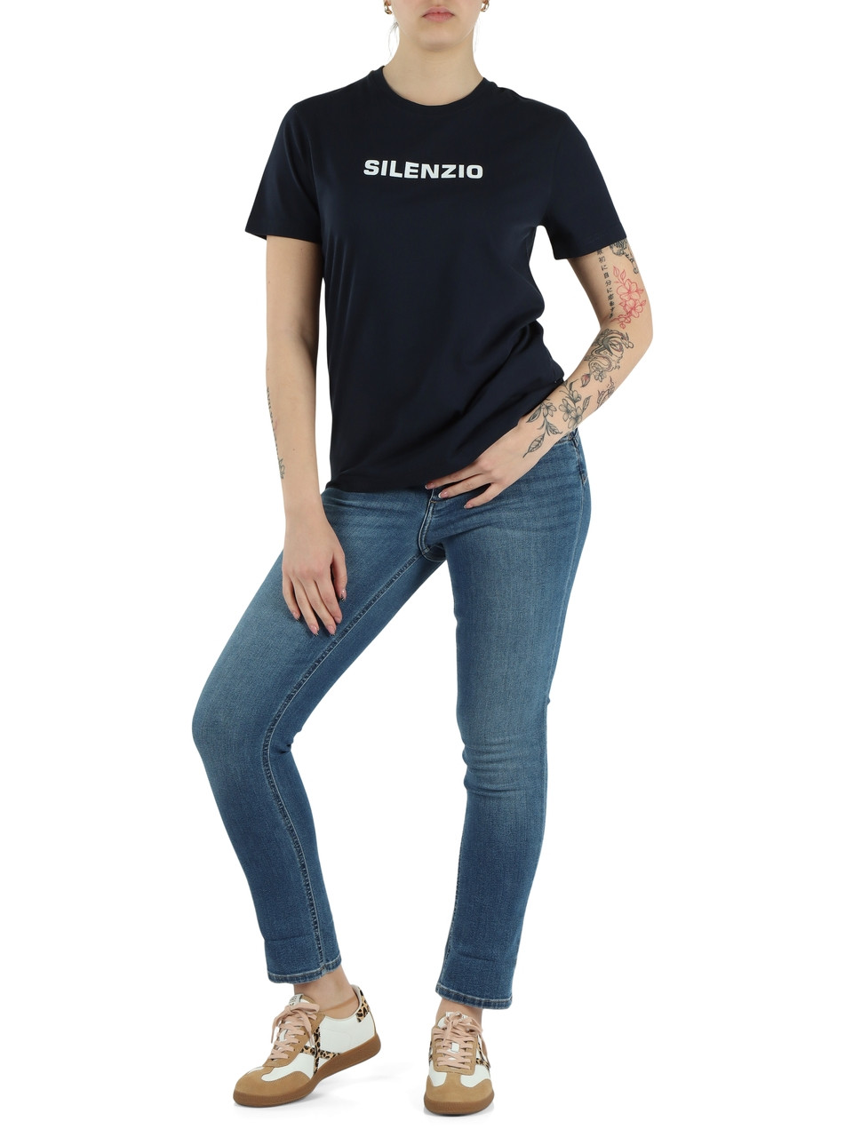 BLU | T-shirt in cotone stampa SILENZIO