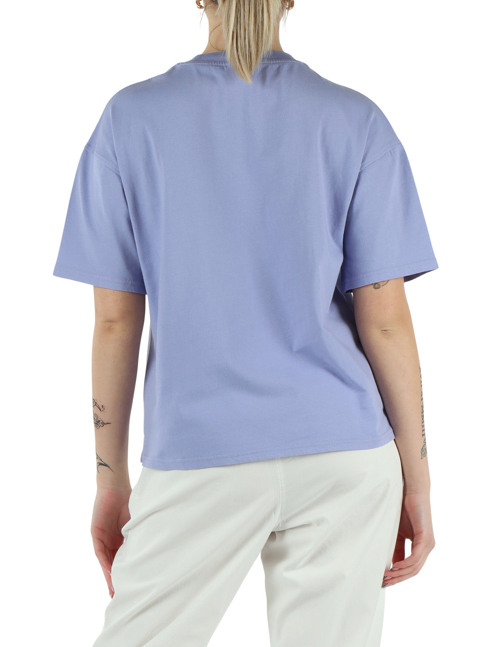 VIOLA CHIARO | T-shirt oversize in cotone con logo frontale