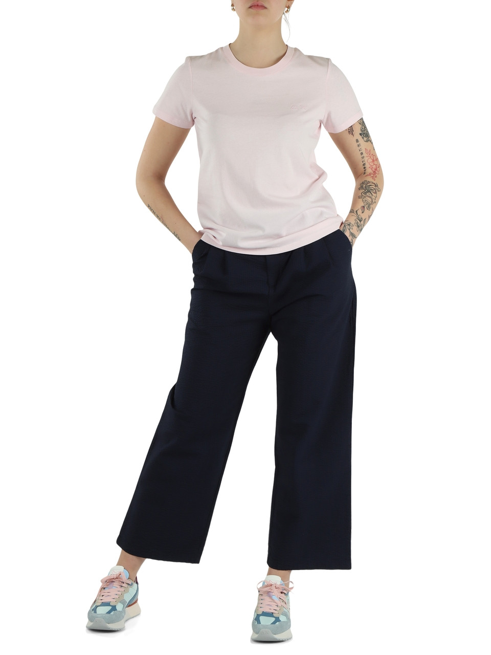 ROSA | T-shirt in cotone con logo frontale