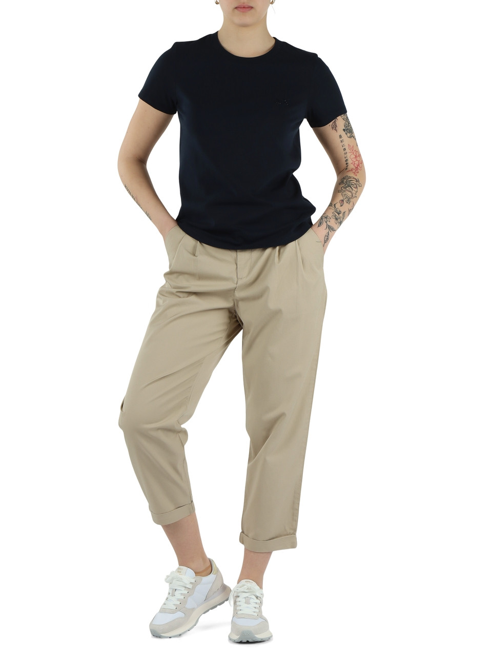 BLU SCURO | T-shirt in cotone con logo frontale