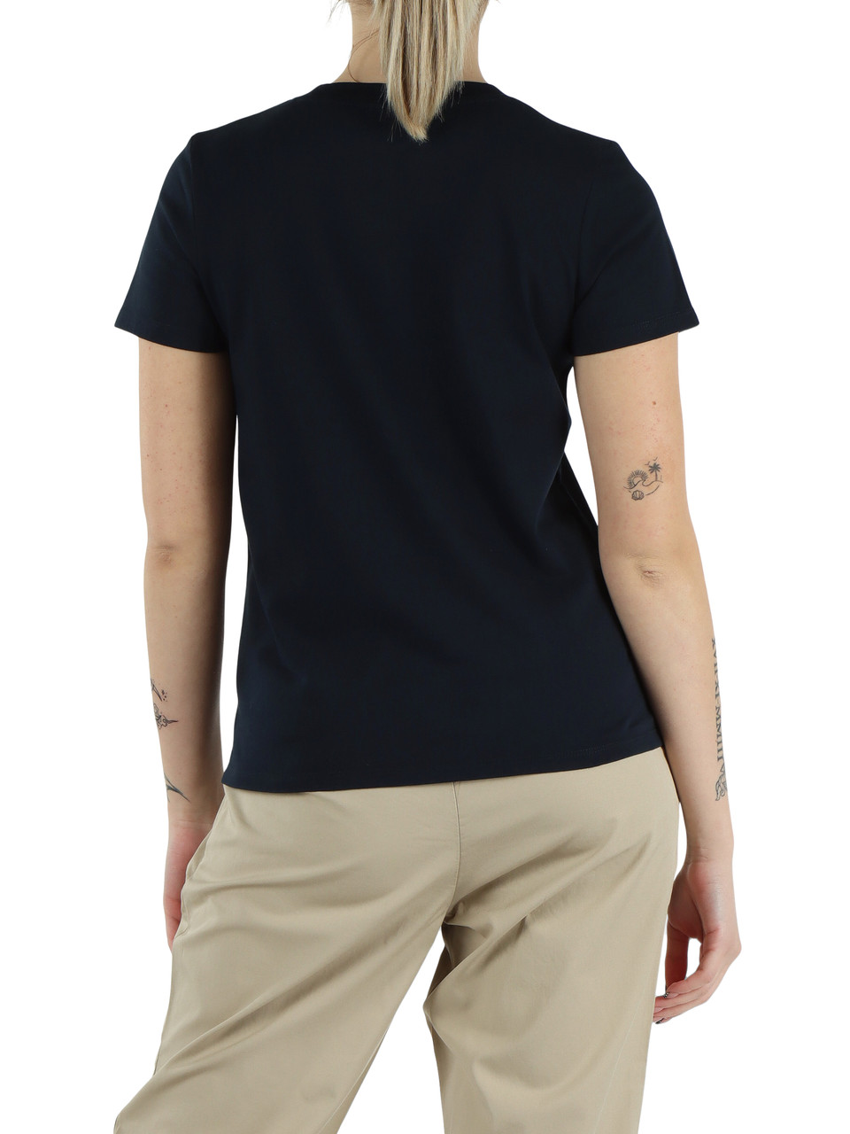 BLU SCURO | T-shirt in cotone con logo frontale