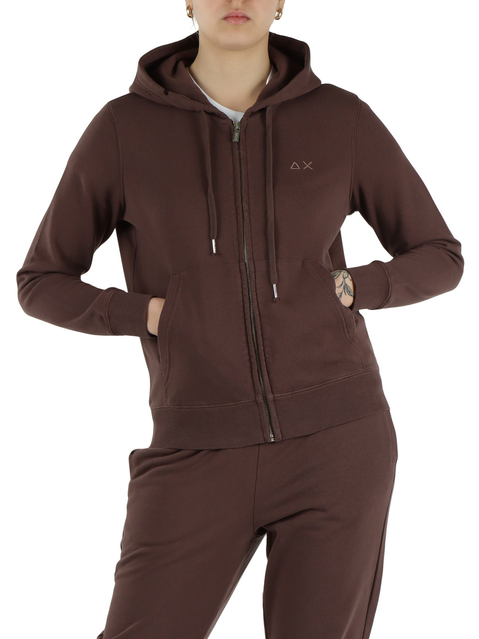 BRAUN | Sweatshirt mit Reißverschluss und Kapuze aus angerauter Baumwolle