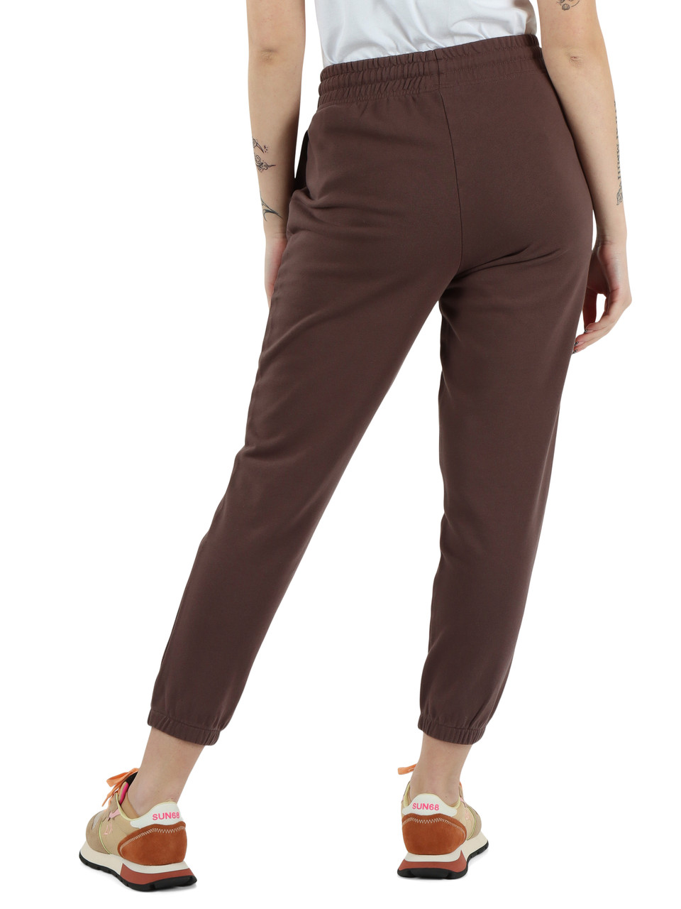 MARRONE | Pantaloni sportivi in cotone garzato