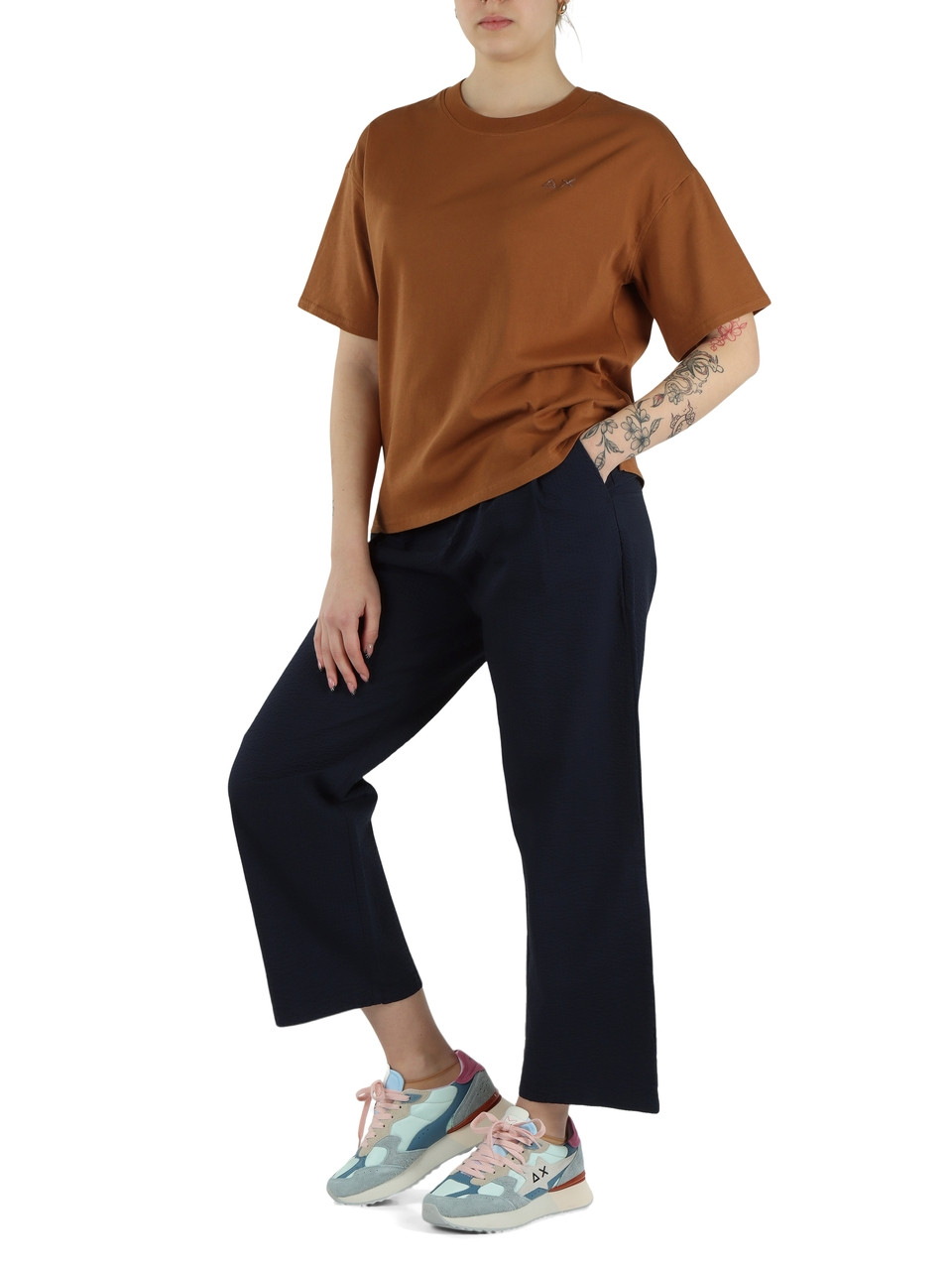 Dunkelblau | Hose mit Bundfalten aus Seersucker-Baumwolle