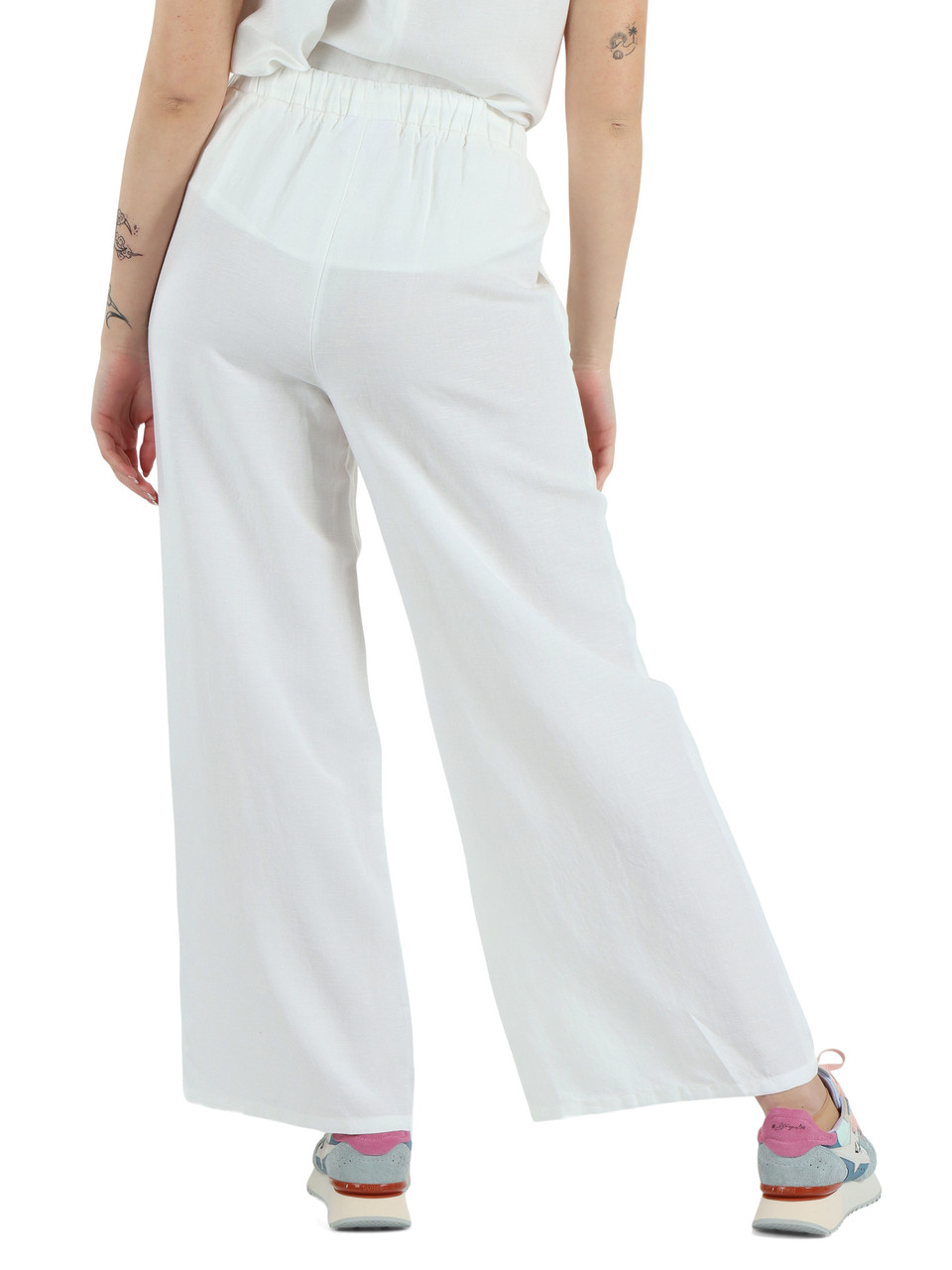 OFF WHITE | Leinen-Viscose-Hose mit Kordelzug