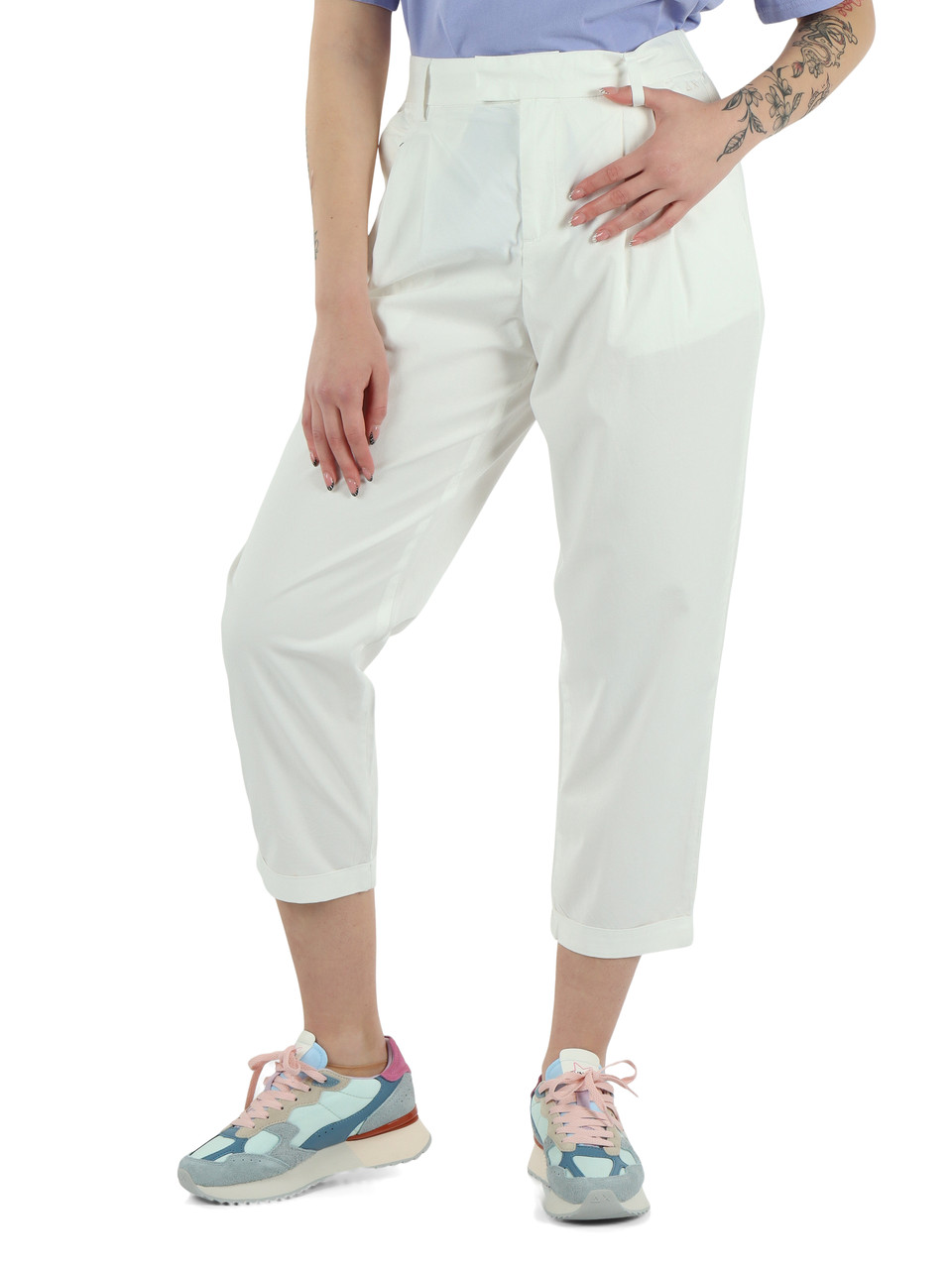 OFF WHITE | Pantalone in tencel e cotone con pinces
