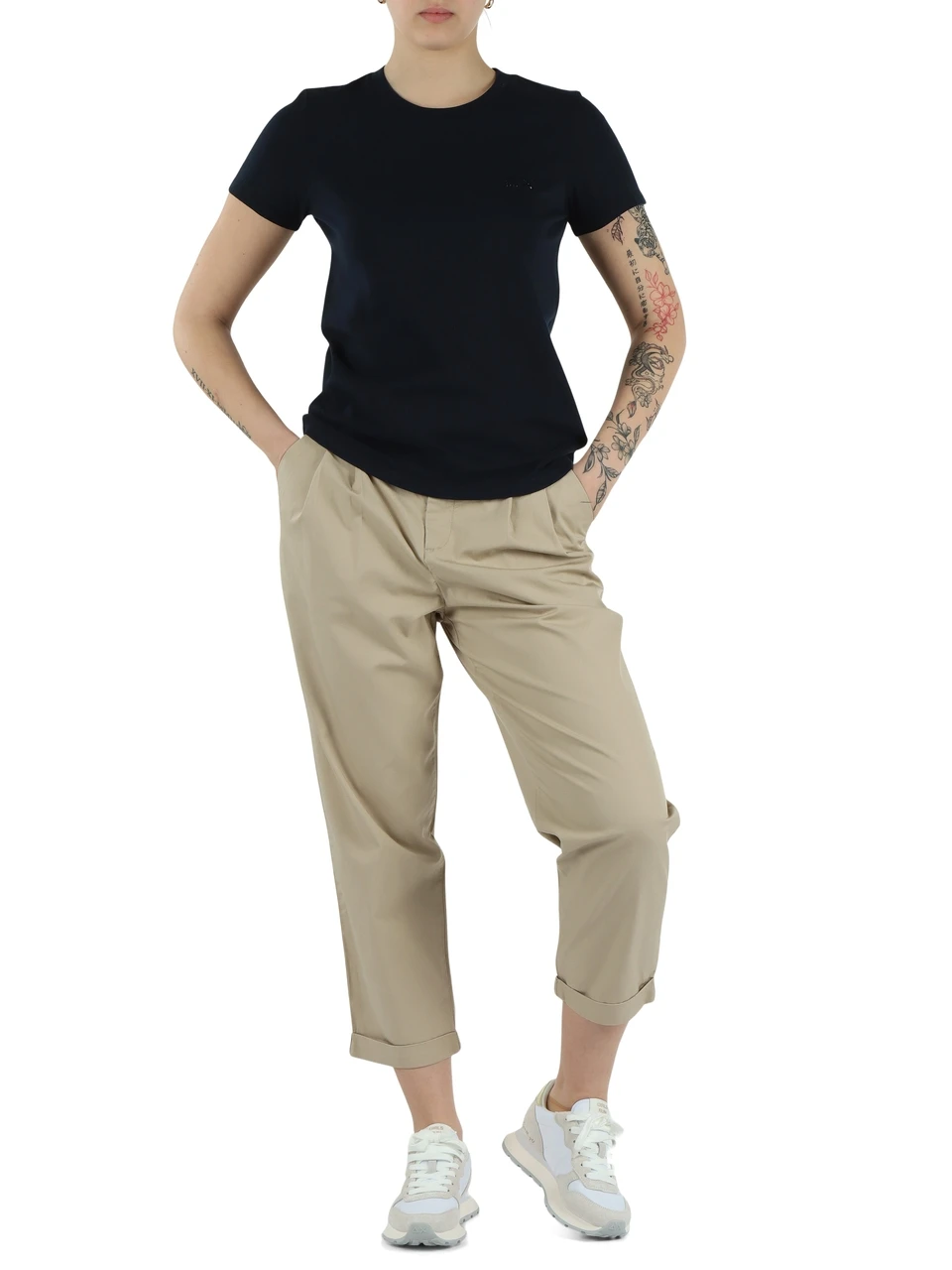 BEIGE | Hose aus Tencel und Baumwolle mit Falten