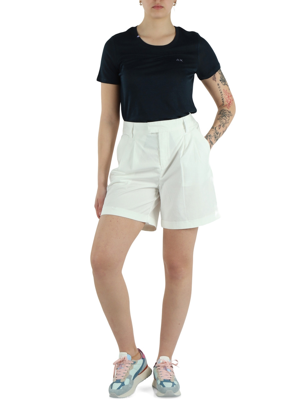 OFF WHITE | Shorts in tencel e cotone con pinces