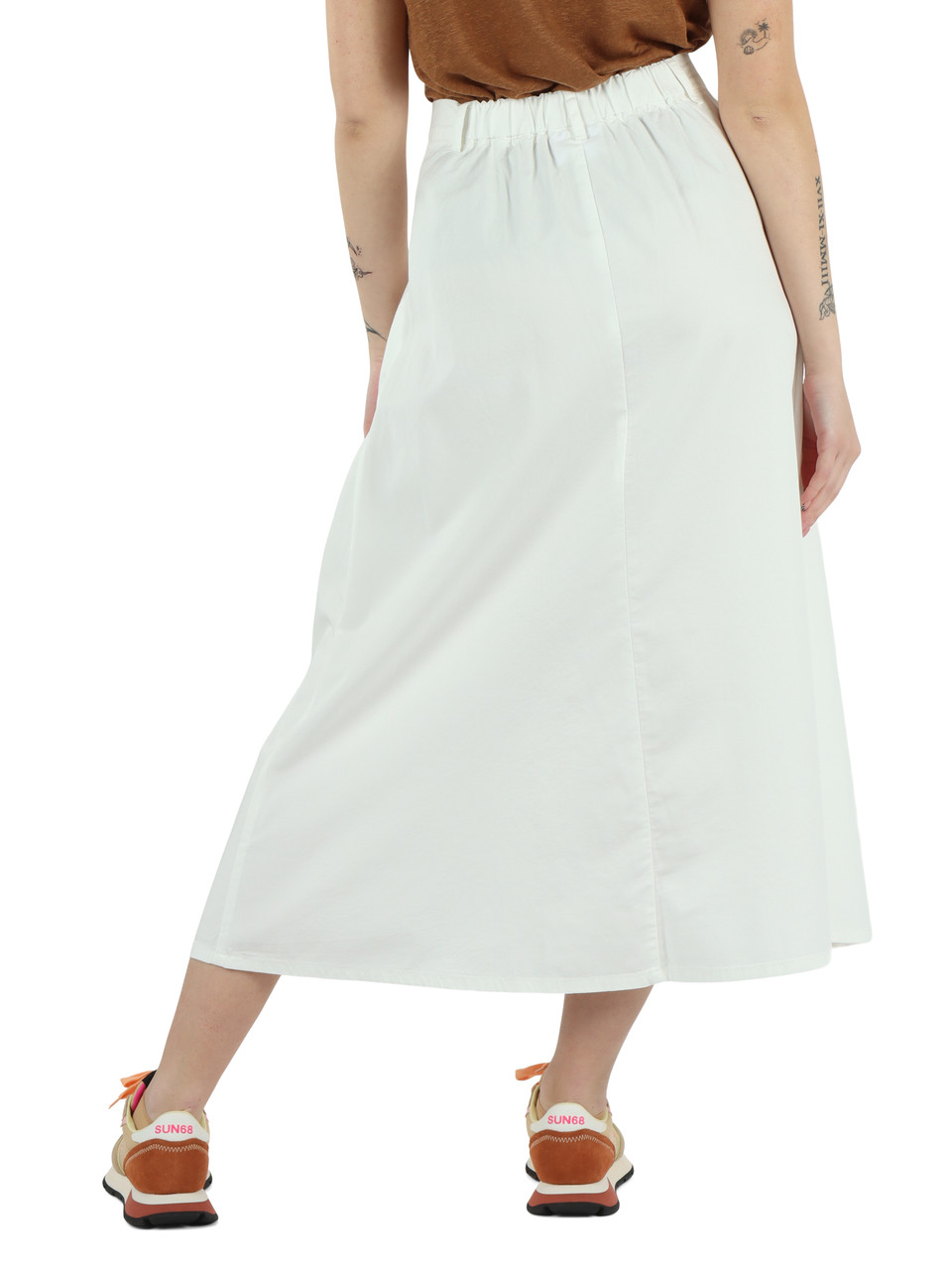 OFF WHITE | Gonna in tencel e cotone con pinces