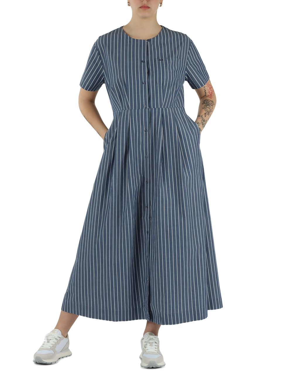 BLU | Abito midi in cotone a righe