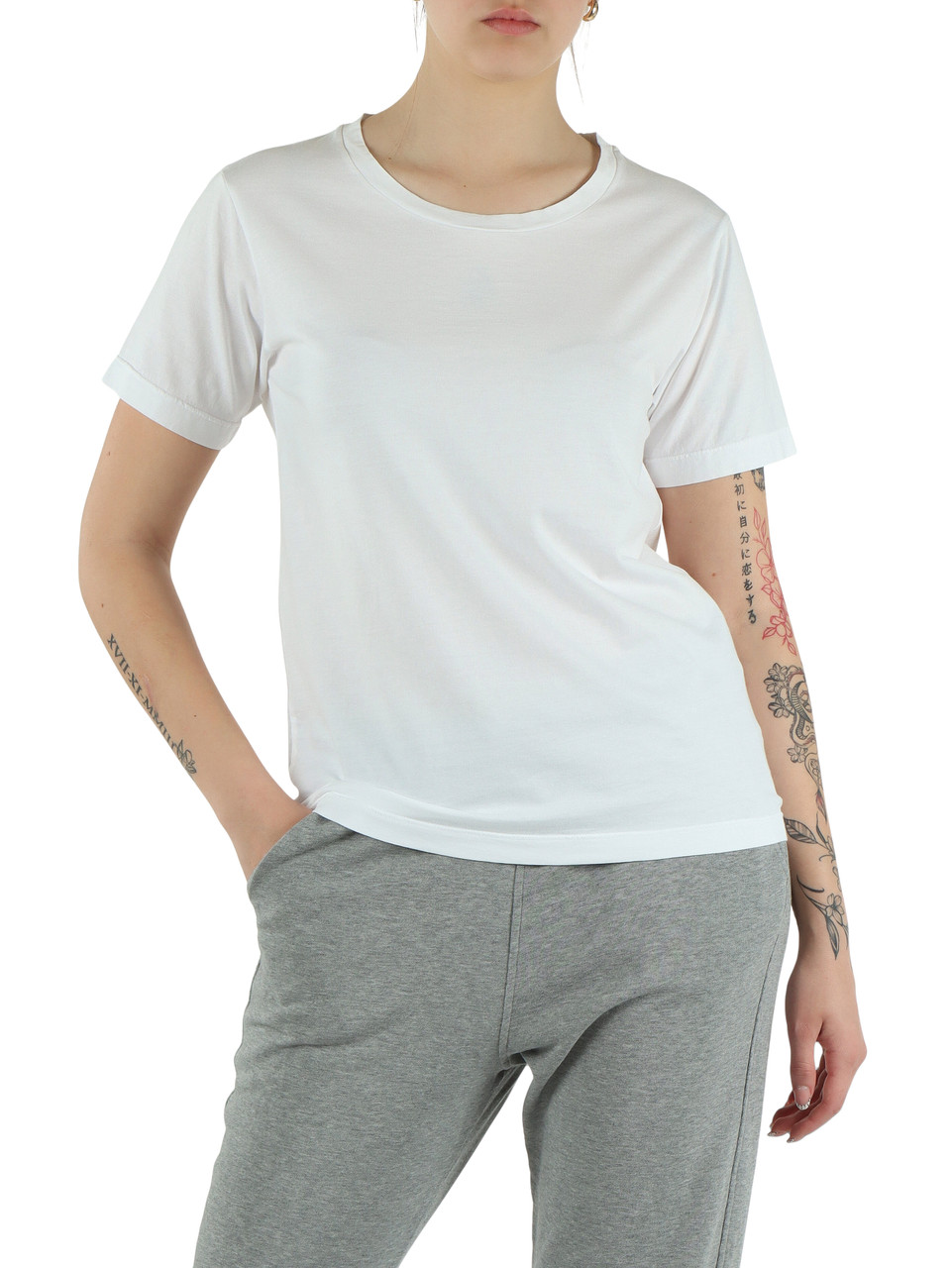 BIANCO | T-shirt in cotone con stampa logo posteriore