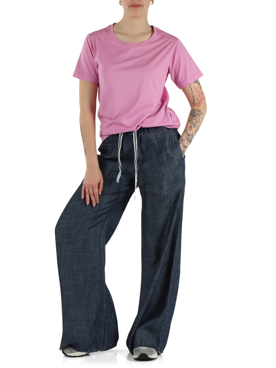 ROSA | T-shirt in cotone con stampa logo posteriore