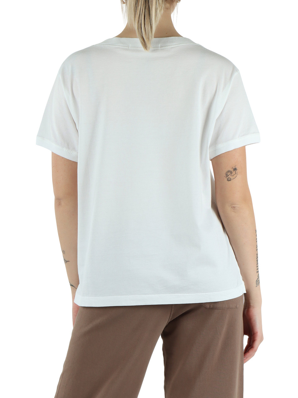 BIANCO | T-shirt in cotone con ricamo logo frontale