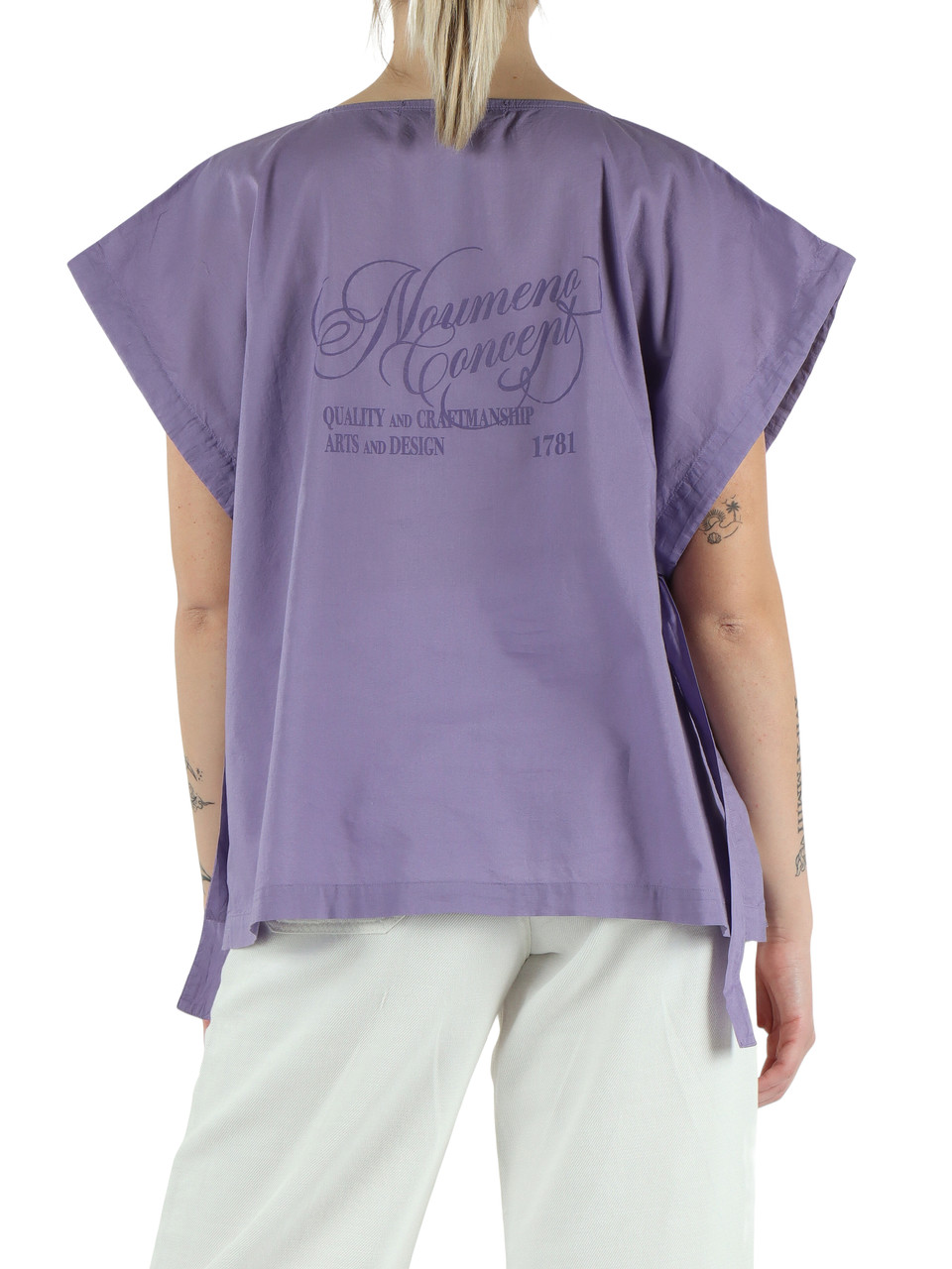 VIOLA CHIARO | Blusa in cotone con coulisse alle maniche