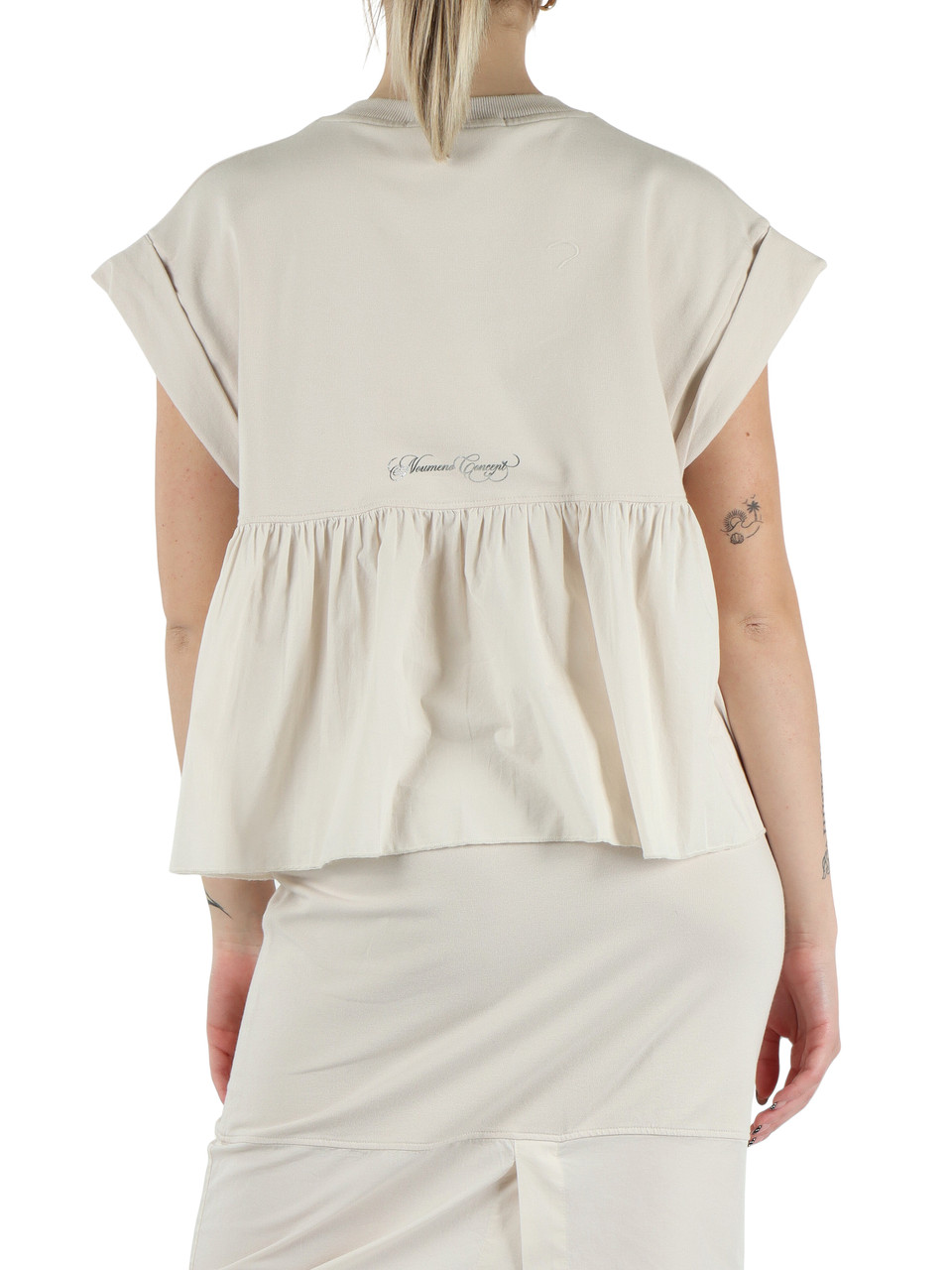 BEIGE | Felpa in cotone con balza posteriore in popeline