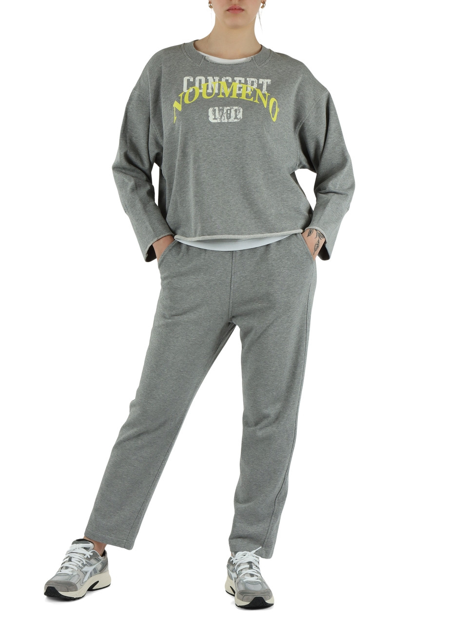 GRIGIO | Felpa in cotone garzato con stampa logo frontale