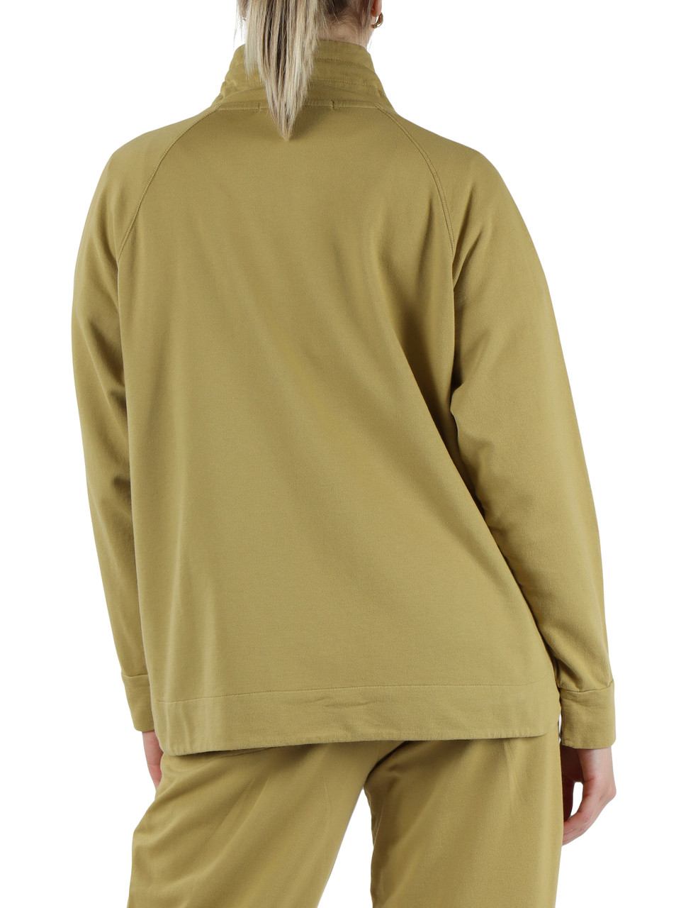 KAKI | Felpa in cotone garzato collo alto con zip