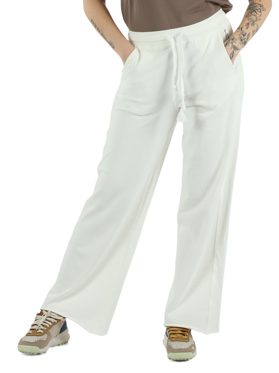 OFF WHITE | Pantaloni sportivi gamba larga in cotone garzato