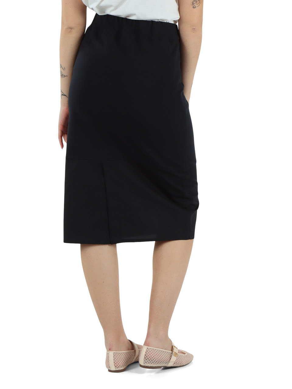 BLU SCURO | Gonna in doppio tessuto con scritta logo