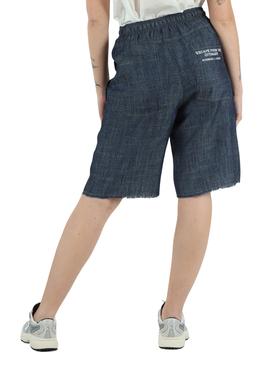 BLU | Bermuda in denim leggero Indigo di lyocell e lino