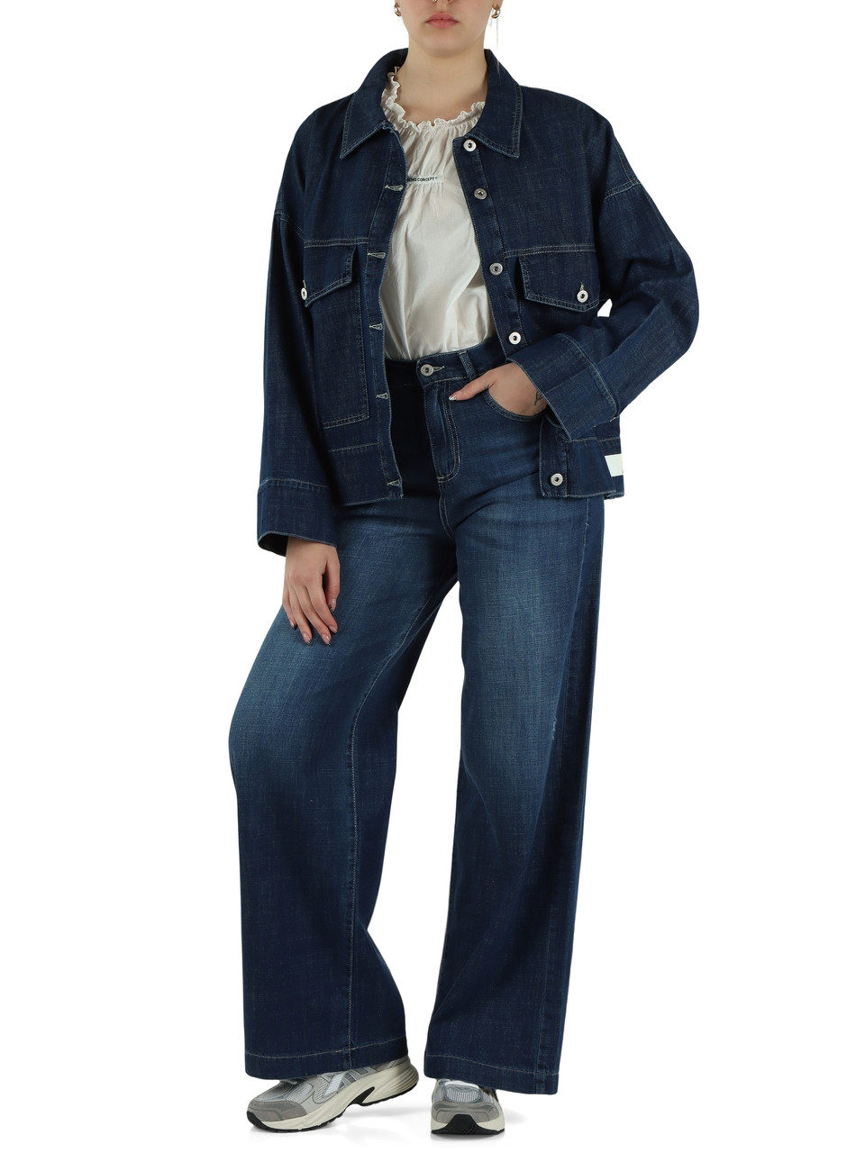 BLU | Pantaloni jeans cinque tasche gamba larga