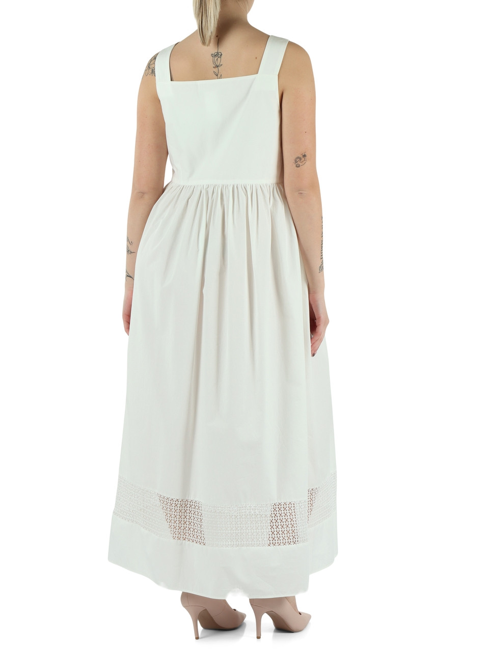 BIANCO | Abito lungo GOLA in popeline di cotone