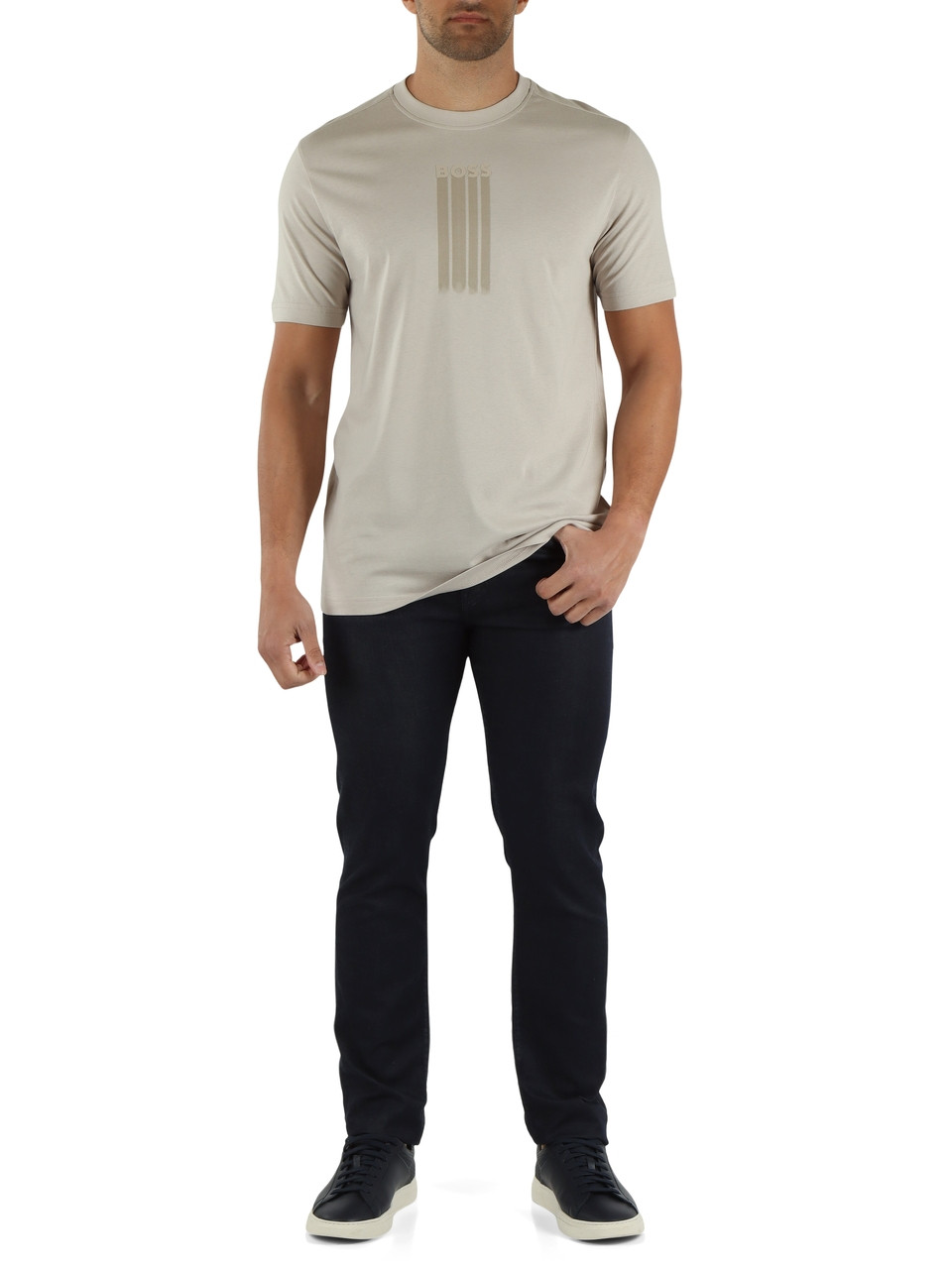 BEIGE | T-shirt in cotone con scritta logo a rilievo