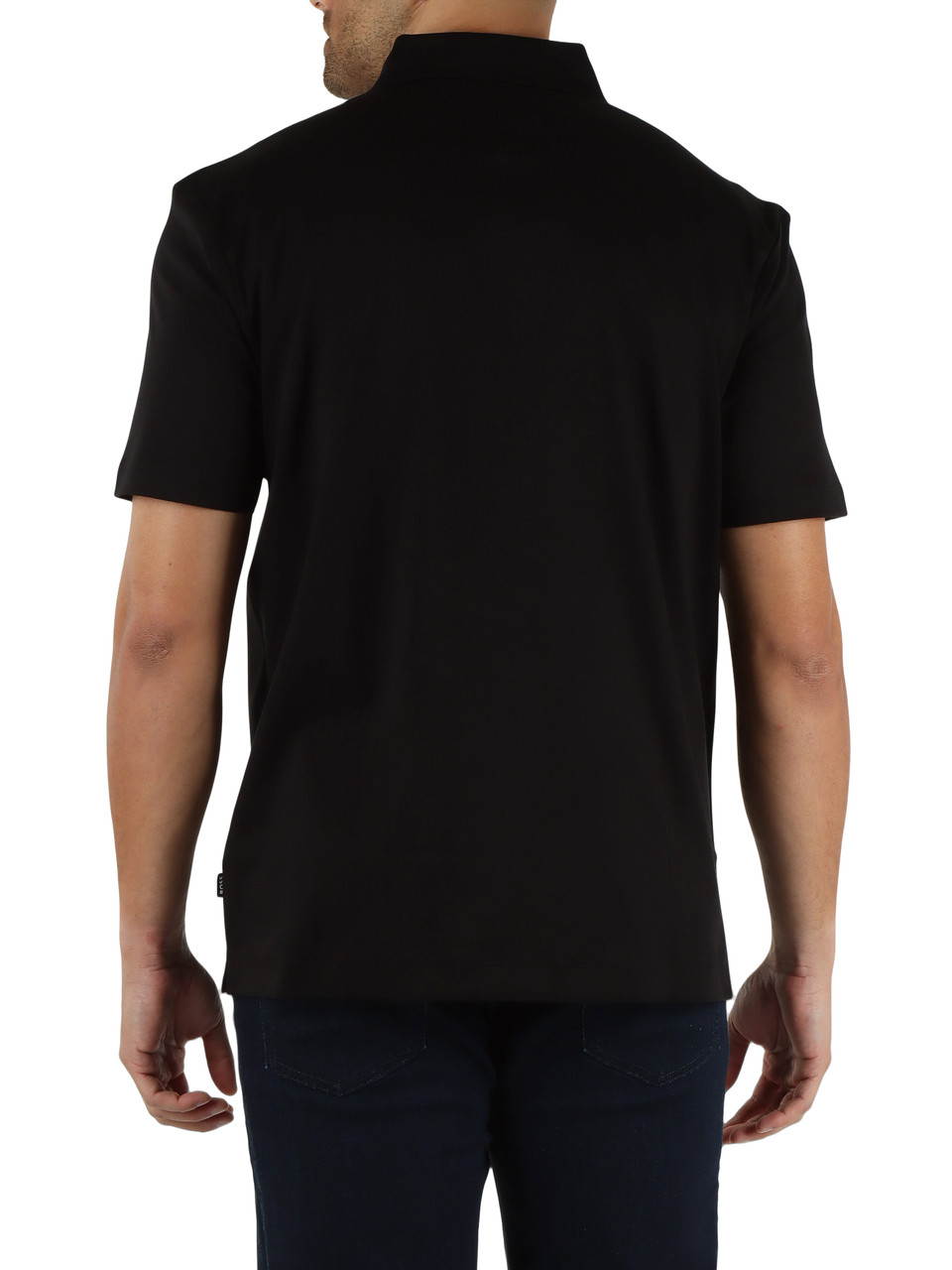 SCHWARZ | Poloshirt aus mercerisierter Baumwolle mit Logo-Patch