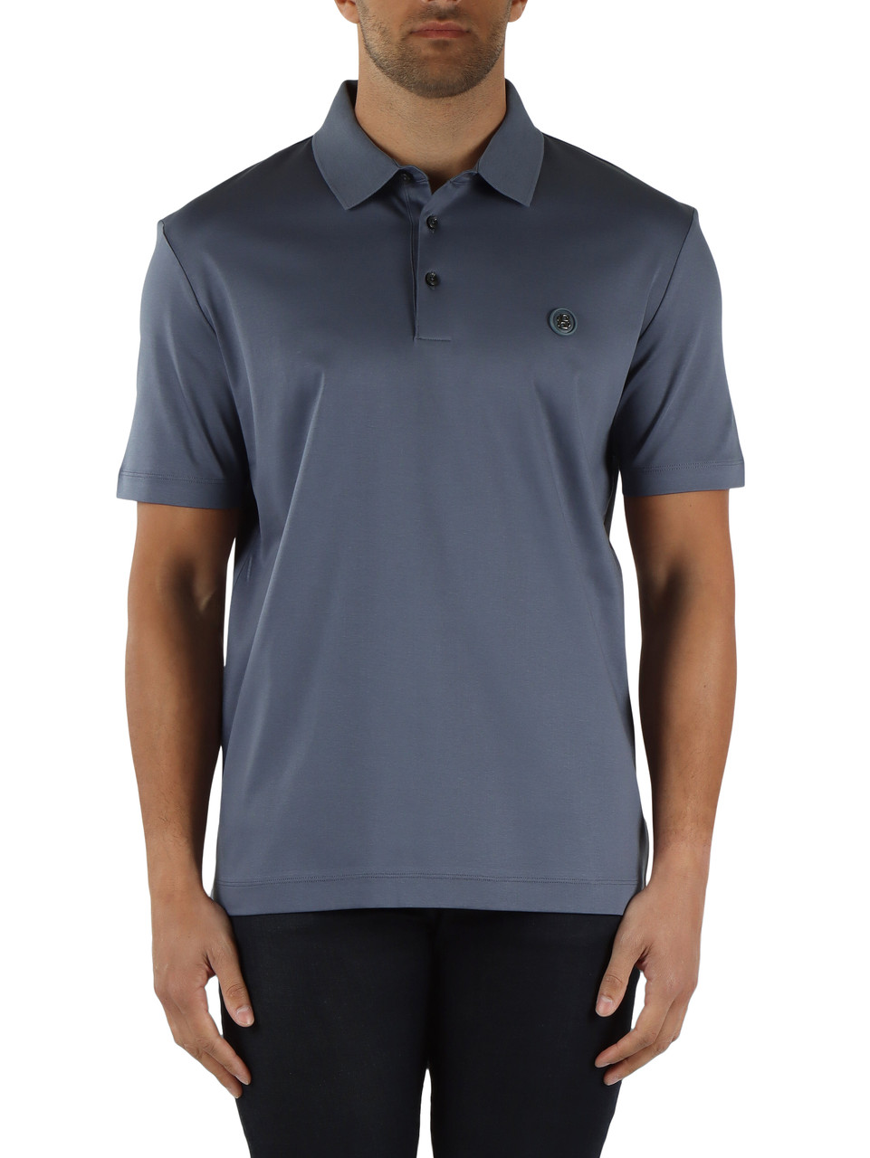 HELLBLAU | Poloshirt aus mercerisierter Baumwolle mit Logo-Patch