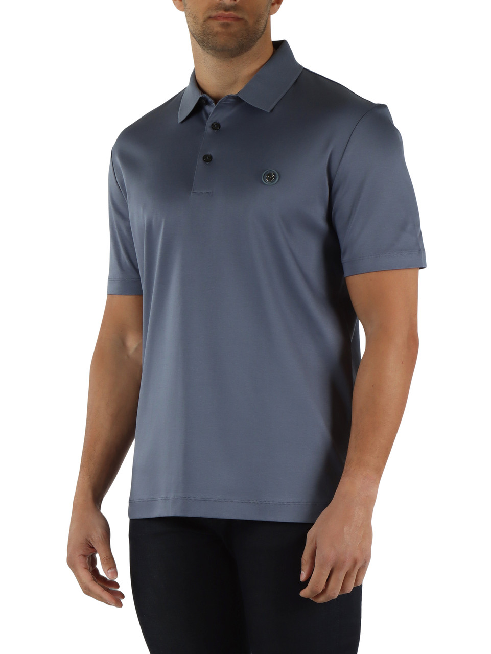 HELLBLAU | Poloshirt aus mercerisierter Baumwolle mit Logo-Patch