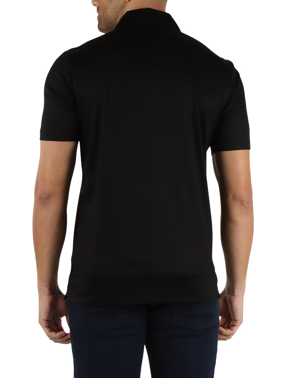 NERO | Polo con zip in lyocell e cotone