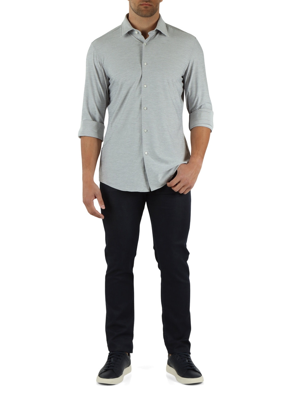GRIGIO CHIARO | Camicia slim fit performance stretch