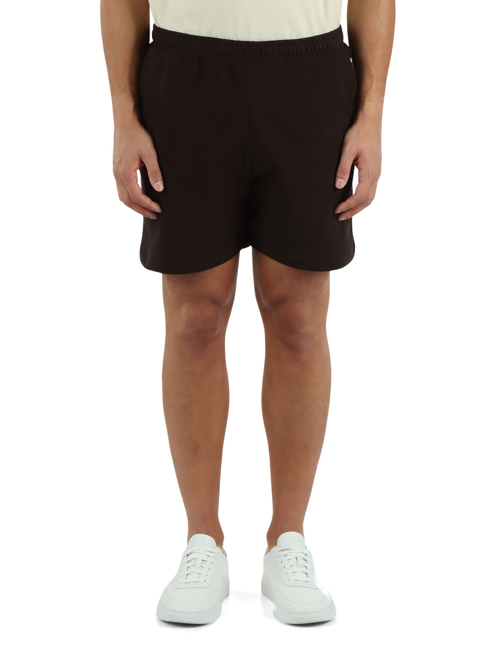 MARRONE | Pantaloncini sportivi regular fit in jersey di cotone testurizzato