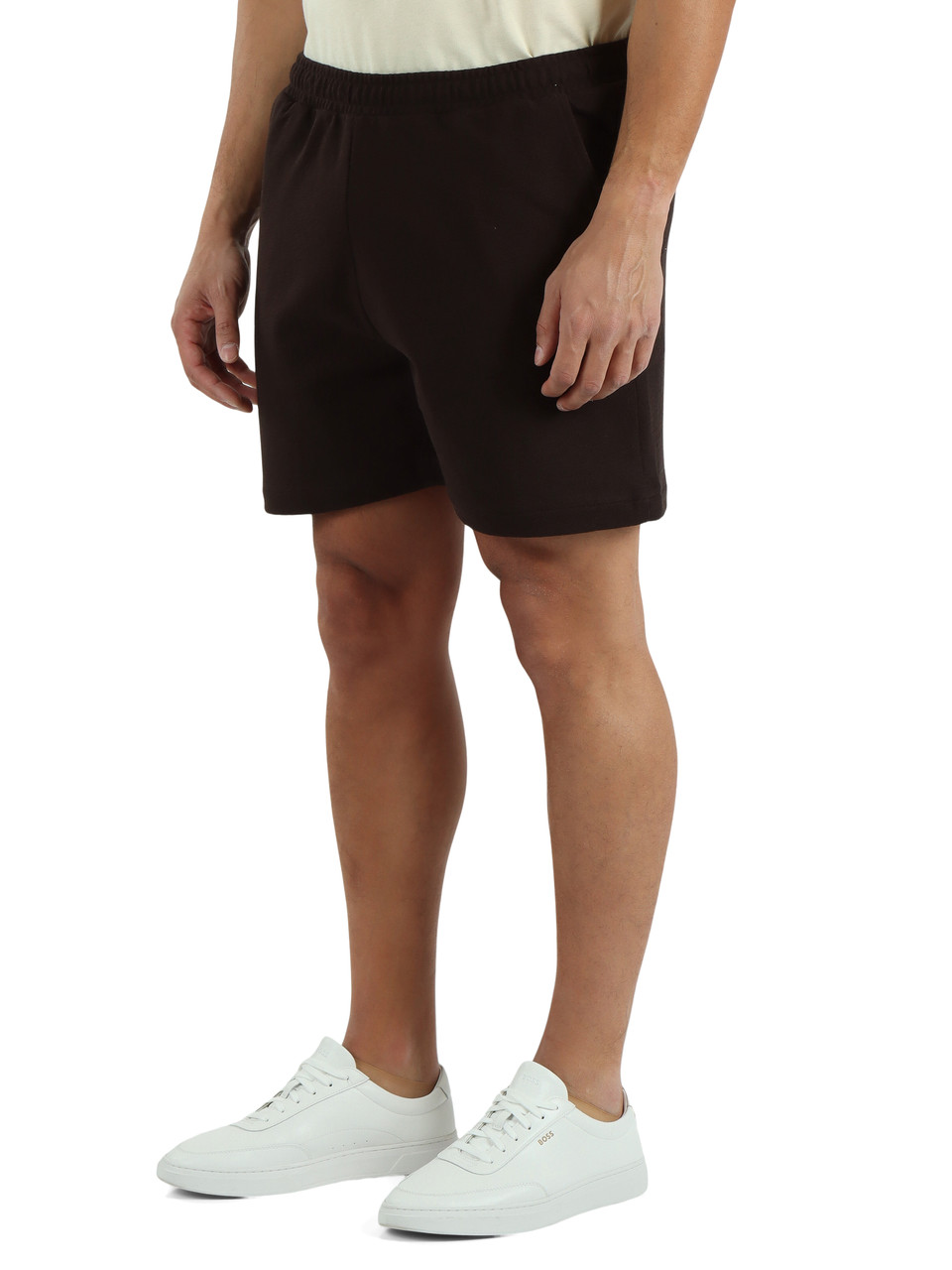 MARRONE | Pantaloncini sportivi regular fit in jersey di cotone testurizzato
