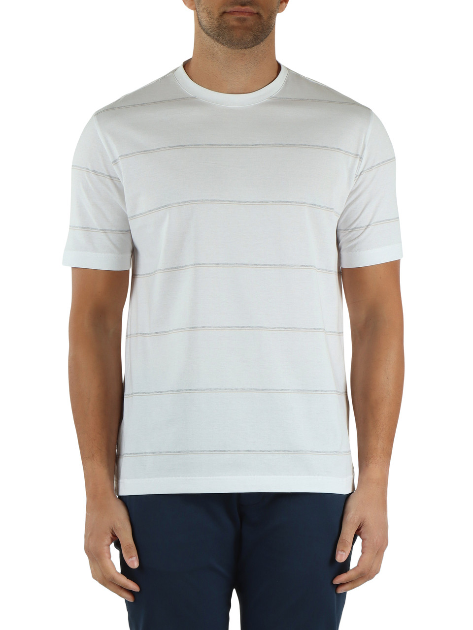BIANCO | T-shirt regular fit in cotone a righe