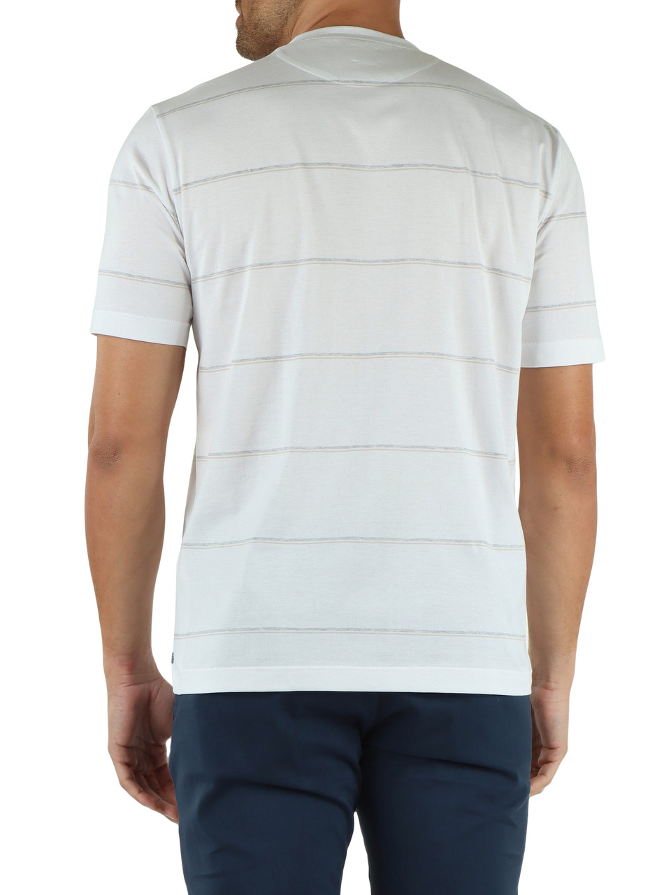 BIANCO | T-shirt regular fit in cotone a righe