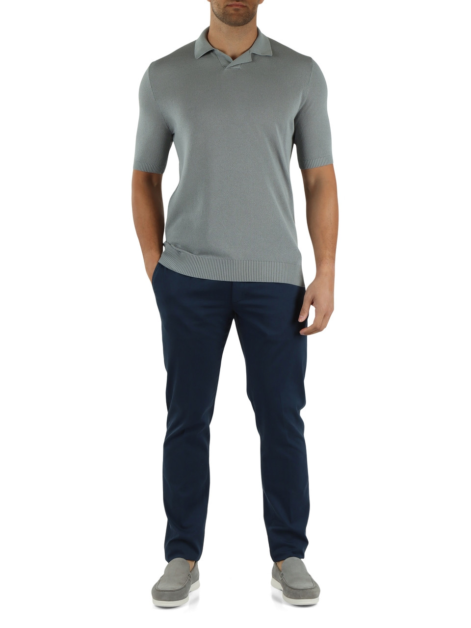 AZZURRO POLVERE | Polo derby regular fit in maglina di cotone