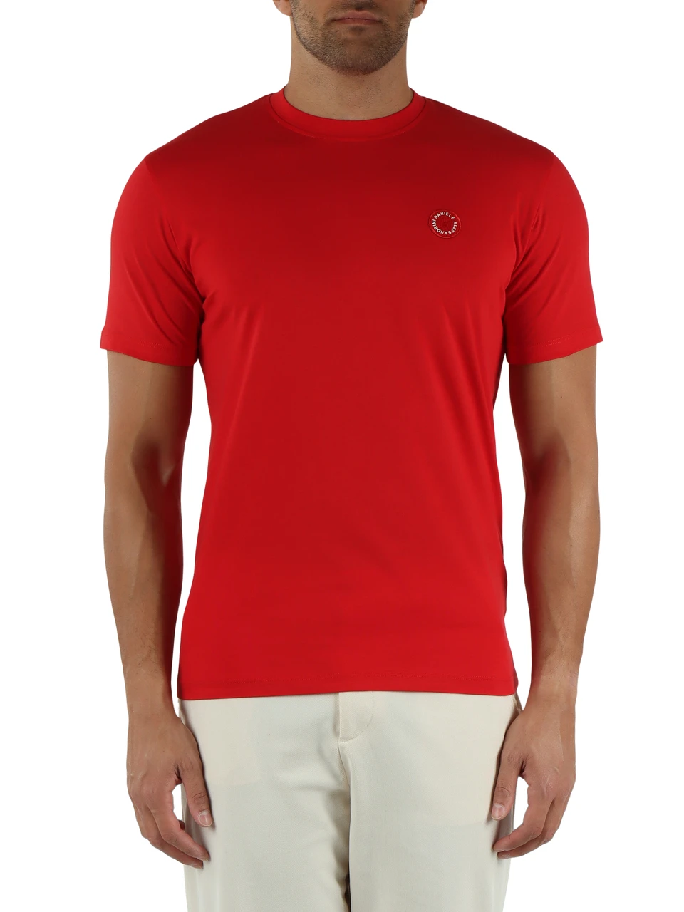 ROSSO | T-shirt in cotone con patch logo frontale