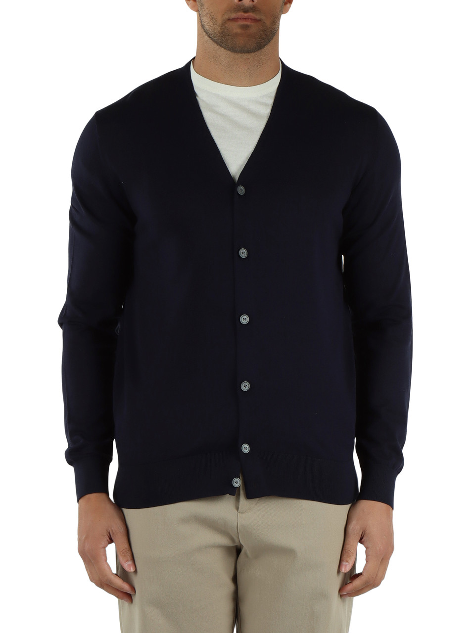 BLU SCURO | Cardigan in seta e cotone