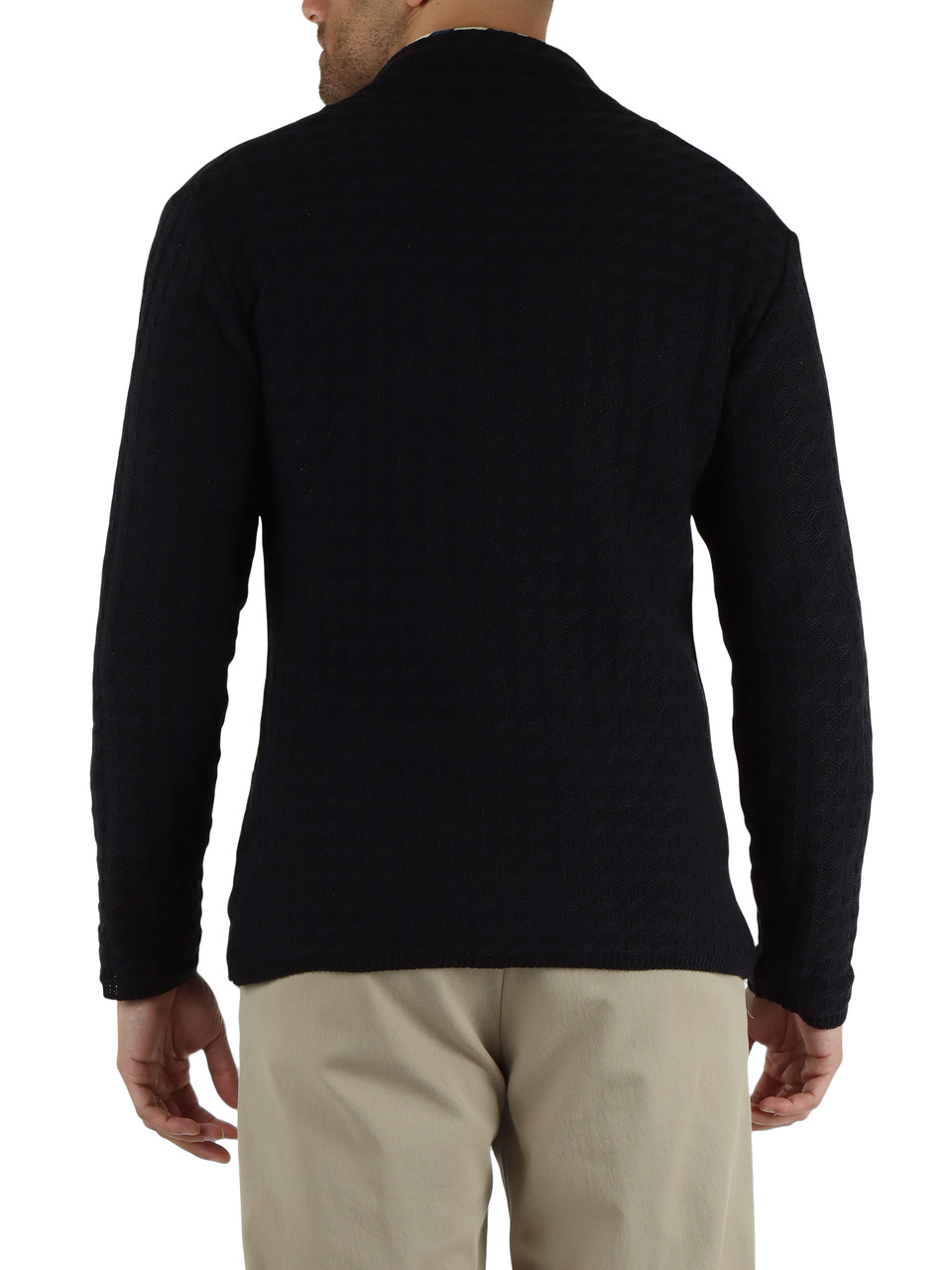 BLU SCURO | Cardigan doppiopetto in misto cotone