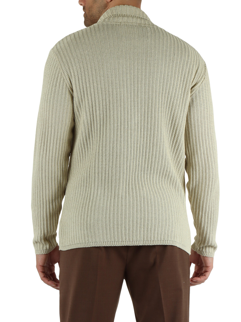 BEIGE | Doppelreihige Strickjacke aus Baumwollmischung