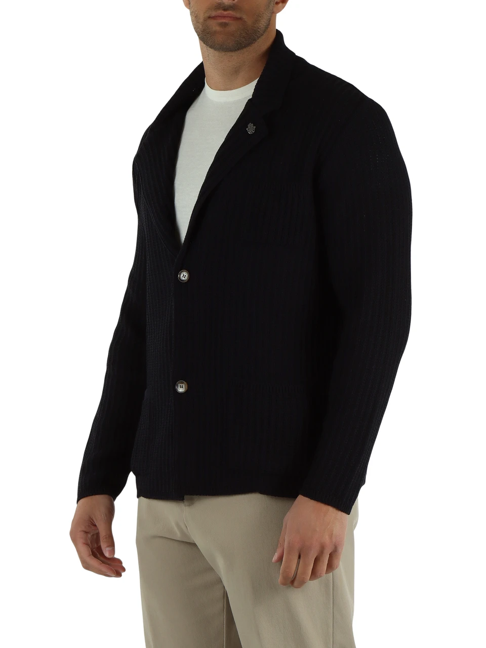 BLU SCURO | Cardigan doppiopetto in misto cotone